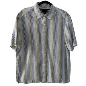 🤑 4/$24 Axcess A Clairborne Company Striped Short‎ Sleeve Button Down Shirt